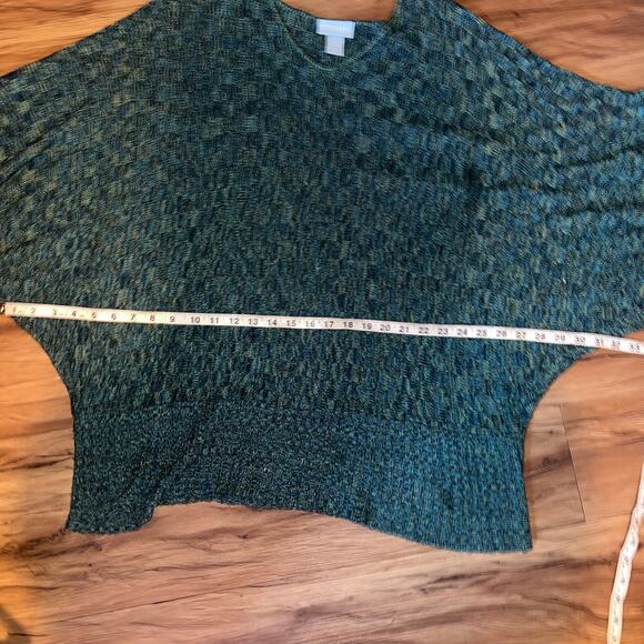 Liz&Me Women’s 3X Teal Textured Knit Batwing Sweater Pullover Ribbed Hem - Picture 4 of 7